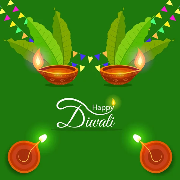 Festival Indien Diwali Carte Vœux Deepawali Contexte Heureux Diwali — Image vectorielle