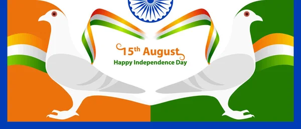 Szczęśliwego Dnia Niepodległości Indie Trójkolorową Flagą Powitalną Wektorowy Układ Graficzny — Wektor stockowy