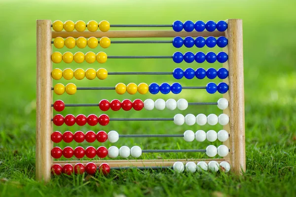 Yaşlı Abaküs gras üzerinde. Saymayı öğren.