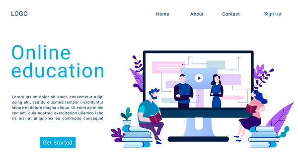 Educación en línea landing page plantilla vectorial isométrica — Archivo Imágenes Vectoriales