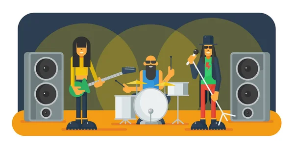 Hard Rock drôle bande plat vecteur illustration — Image vectorielle