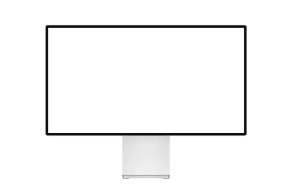 Moniteur professionnel réaliste ultra tendance à cadre mince avec écran blanc vierge isolé . — Image vectorielle