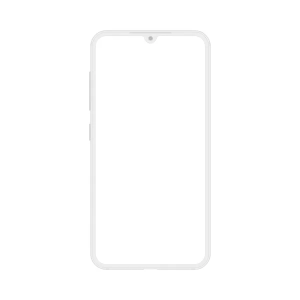 Nueva versión de la muesca sin marco pantalla moderna smatphone. Teléfono celular teléfono inteligente realista maqueta vector ilustración . — Vector de stock