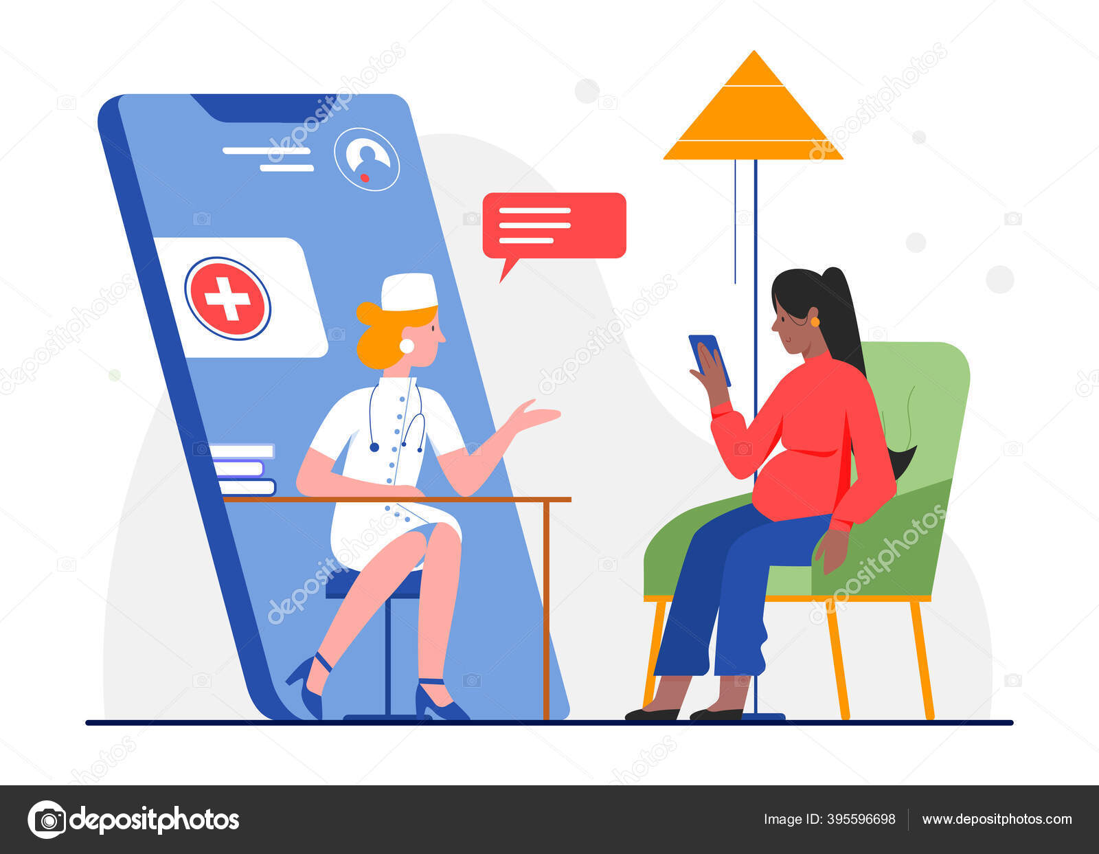 desenho de paciente fazendo consulta medica online pelo computador