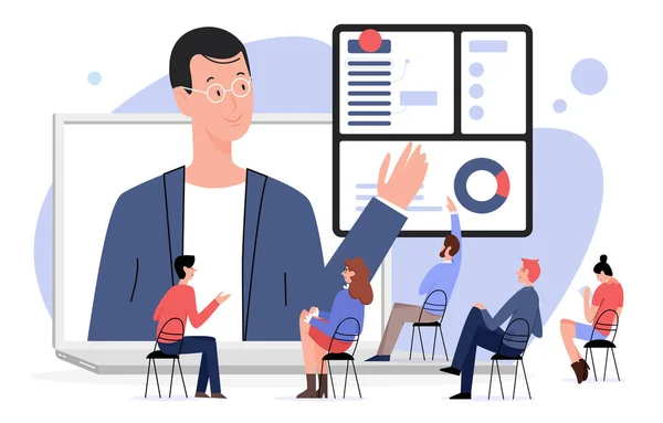 İş toplantısı, insanlar düz vektör illüstrasyonu konferansı ©flashvector  332691072'e ait Stok Vektör