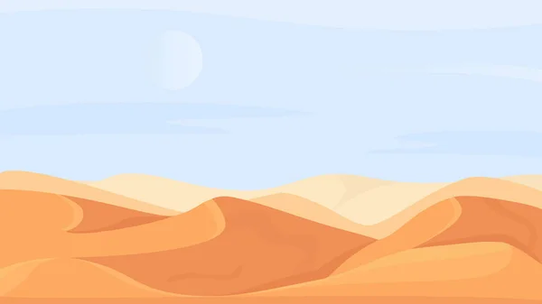 Paysage naturel désertique en Afrique, dessin animé paysage désert par temps chaud d'été, Scène du Sahara — Image vectorielle