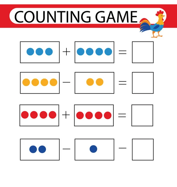 Addition Subtraction Task Kids Education Developing Worksheet Activity Color Page — Stock Photo, Image