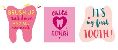 Diş işçiliği el yazısı yazısı posteri. Güzel bir ilaç posteri. Diş bakımı, diş ikonu ve taç içeren tipografi posteri. Tıp kabinesi için son moda motivasyon metni. Düz stil diş sağlığı ve ağız hijyeni kavramı