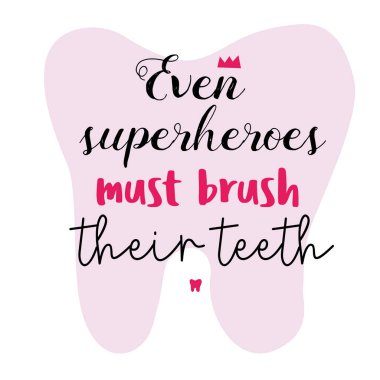 Diş işçiliği el yazısı yazısı posteri. Güzel bir ilaç posteri. Diş bakımı, diş ikonu ve taç içeren tipografi posteri. Tıp kabinesi için son moda motivasyon metni. Düz stil diş sağlığı ve ağız hijyeni kavramı