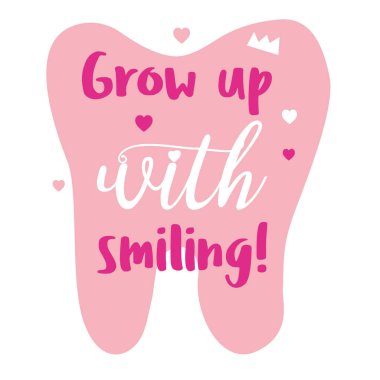 Diş işçiliği el yazısı yazısı posteri. Güzel bir ilaç posteri. Diş bakımı, diş ikonu ve taç içeren tipografi posteri. Tıp kabinesi için son moda motivasyon metni. Düz stil diş sağlığı ve ağız hijyeni kavramı