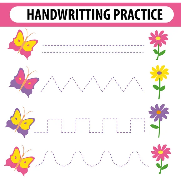 Handwriting Practice Sheet. Educational Children Game, Printable Worksheet  for Kids. Writing Training, Tracing Lines. Stock Vector - Illustration of  path, elementary: 104829346