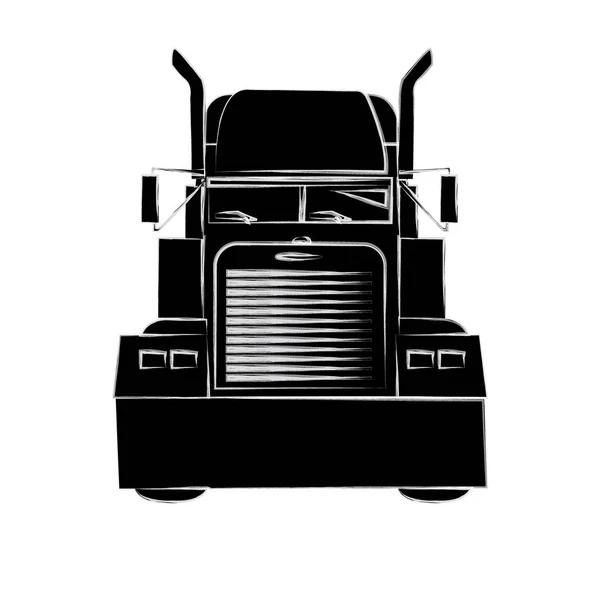 フラット古典的なアメリカのリグの大きなトラックは 白い背景に隔離され 配達と物流サービスの概念輸送車のトラック 漫画イラスト — ストック写真