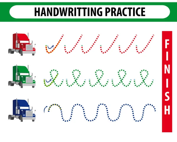 Handwriting practice sheet. Educational children game, printable worksheet for kids. Preschool activity, worksheet for printing, learning to write. Practicing fine motor skills. Trace the lines.