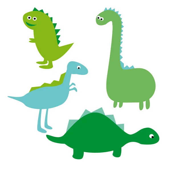 Zestaw Kolorowych Dinozaurów Pięknym Stylu Białym Tle Ładny Projekt Dino — Zdjęcie stockowe