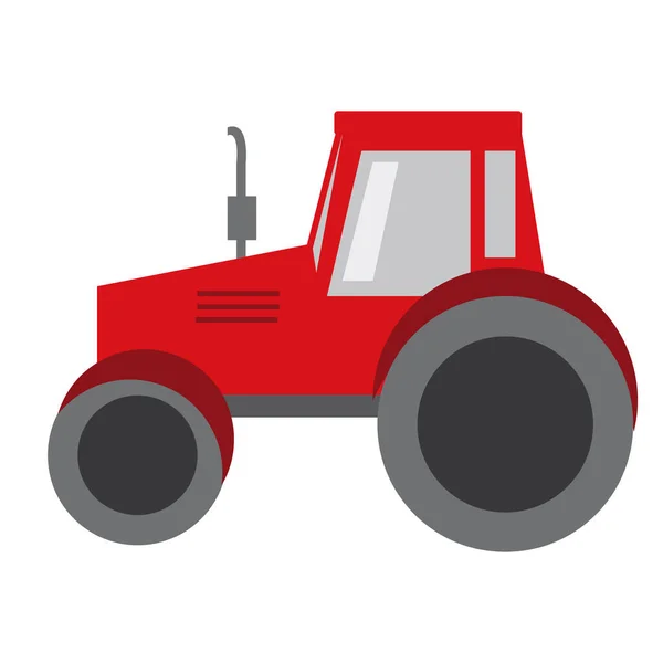 Düz Kırmızı Traktör Izole Edilmiş Çiftlik Için Tarımsal Taşımacılık Saha — Stok fotoğraf