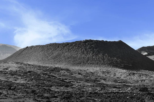 Unik Dramatisk Panoramautsikt Över Brända Enorma Vulkankrater Vulkanaska Och Lavafloder — Stockfoto