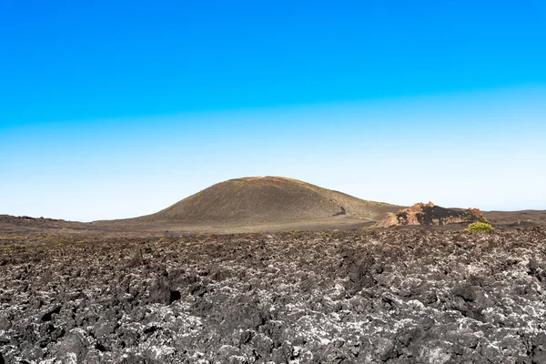 Egyedülálló Panoráma Kilátás Látványos Láva Folyó Folyik Egy Hatalmas Vulkán — Stock Fotó