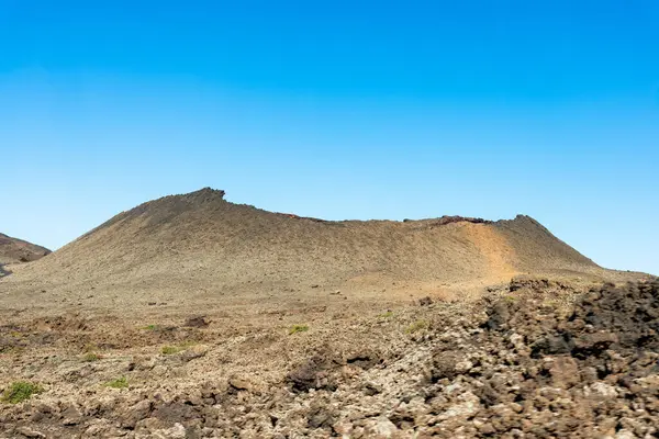 Unik Panoramautsikt Över Spektakulära Lavaströmmar Från Enorma Vulkankrater Skapar Ett — Stockfoto