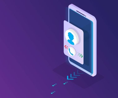 kişisel bilgiler iletişim vektör izometrik ile Smartphone