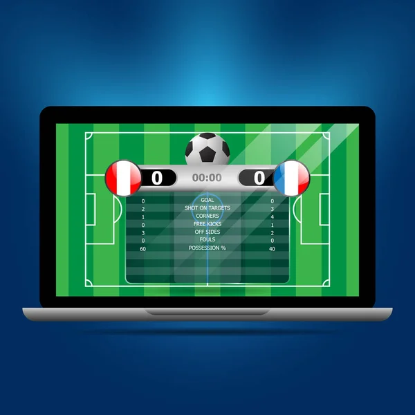 Illustration Fotboll Statistik Styrelsen Laptop — Stock vektor