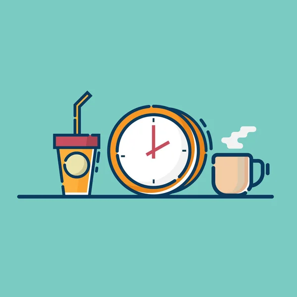 Ilustración Del Diseño Plano Del Vector Tiempo Café — Vector de stock