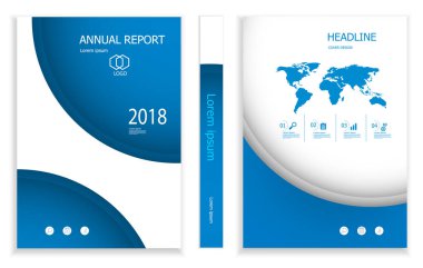 modern derin mavi daire iş broşürü tasarım şablonu kapak kitap portföyü tanıtım posteri Illustration. A4 düzende. el ilanları rapor vektör arka plan