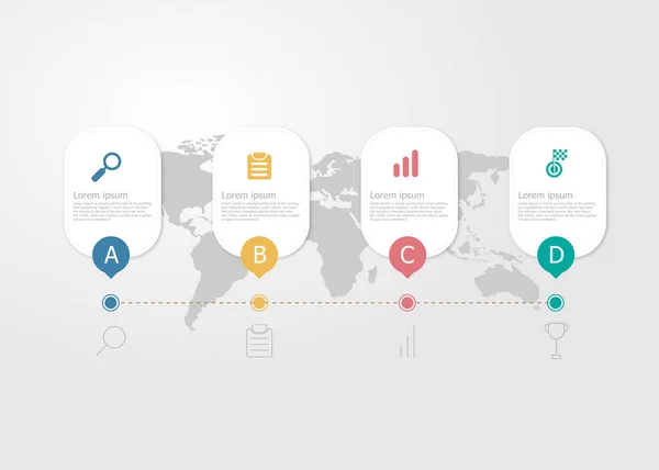 Illustration Der Horizontalen Zeitachse Infografiken Schritte Für Geschäftspräsentation Vektor Flachen — Stockvektor