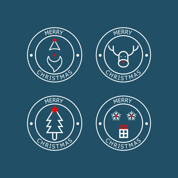 Illustration Merry Christmas Badge Vector Flat Design — Stock Vector