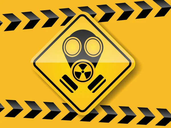 Εικονογράφηση Της Μάσκα Αερίων Προειδοποίηση Κίτρινο Φόντο — Διανυσματικό Αρχείο