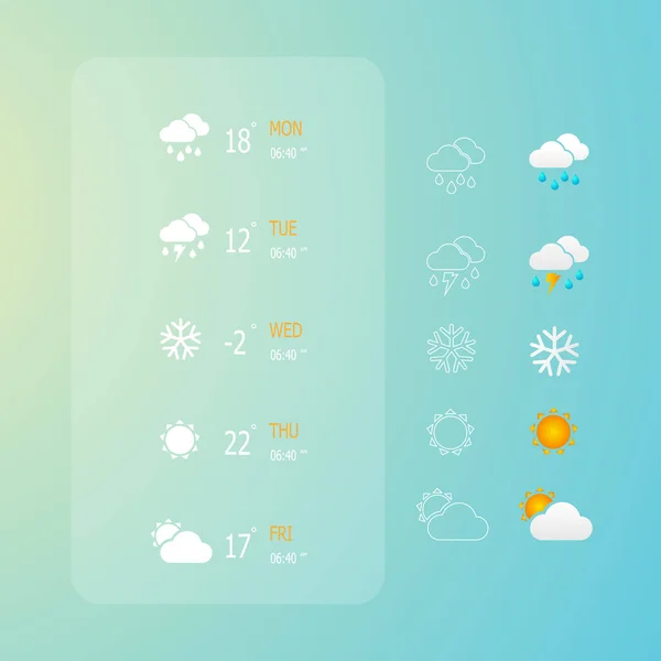 Vector Illustration Weather Web Icons Set — Stock Vector