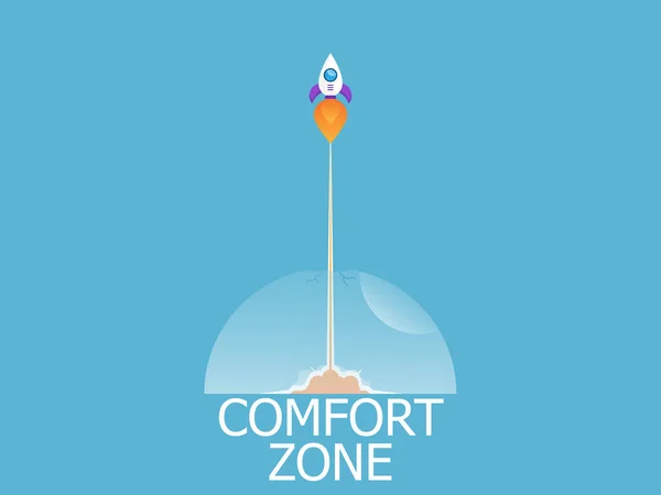 Raket lancering exit van comfort zone — Stockvector