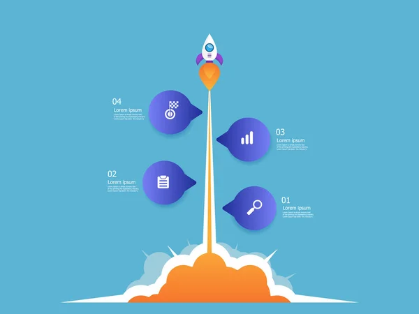Lanzamiento de cohetes negocio startup — Vector de stock