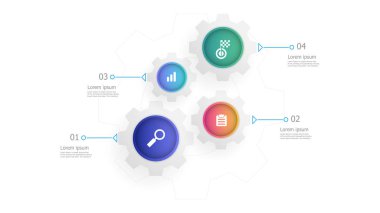 dişli dişliler tekerlekler dikey infographics 4 adım