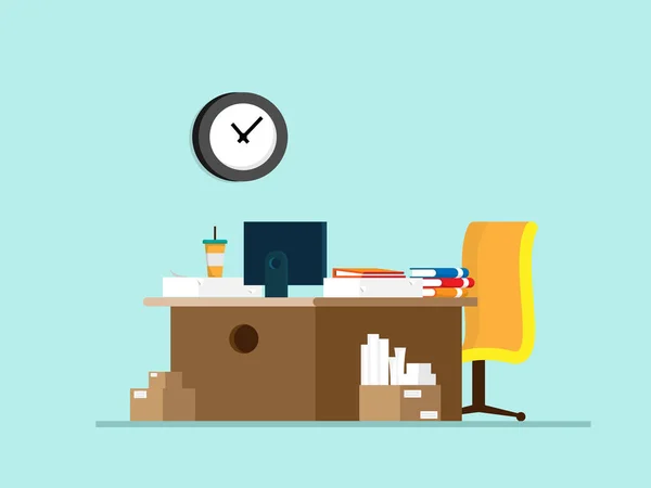 Werkplek tafel met kantoorbenodigdheden — Stockvector