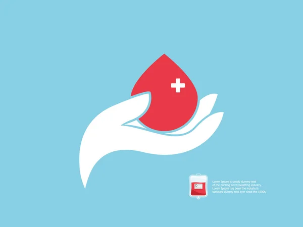 Blood donor concept, human hand with blood — Stock Vector