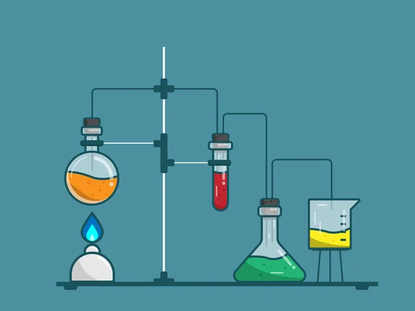 Laboratoire chimique essais d'équipement science et éducation — Image vectorielle