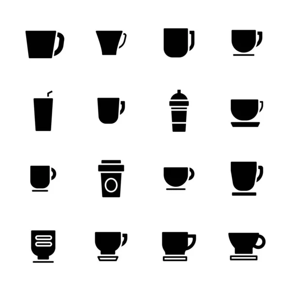 Jeu Icônes Tasse Café Illustration Vectorielle Design Plat — Image vectorielle