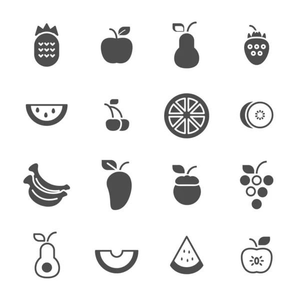 Frutas Icono Conjunto Vector Ilustración Plano Diseño — Archivo Imágenes Vectoriales