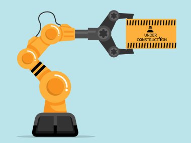 Web sitesi robotik kol vektör çizimi düz tasarım ile yapım aşamasında