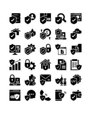 Kalkan koruma güvenliği, katı simge vektör çizimi