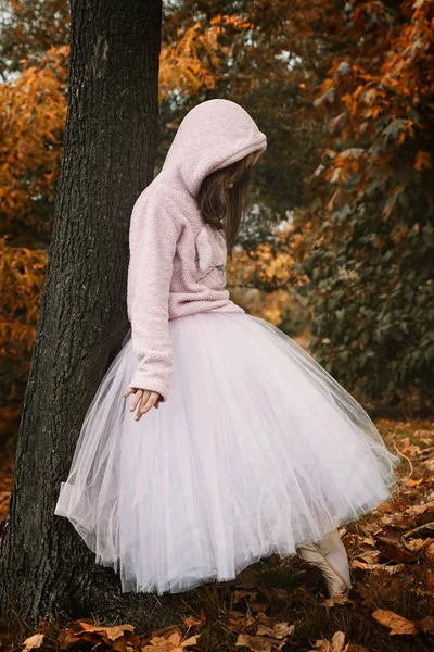 Little Ballerina Autumn Park — Stock Photo, Image