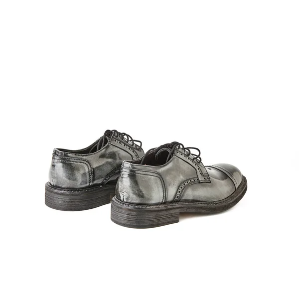 Estilo Antigo Dos Homens Luz Cinza Brogue Sapatos Estúdio Tiro — Fotografia de Stock