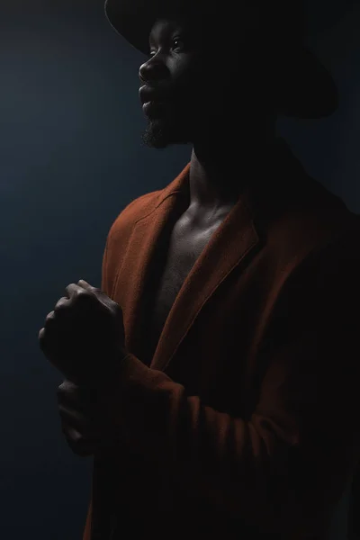 Portrait Male Singer Hat Coat Artist Performer — Stock Photo, Image