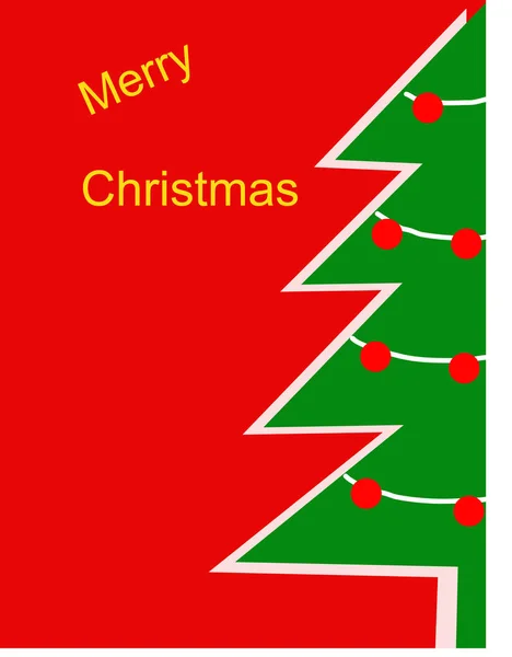 Feliz Cartão Natal Vermelho Fundo Verde Árvore Natal — Vetor de Stock