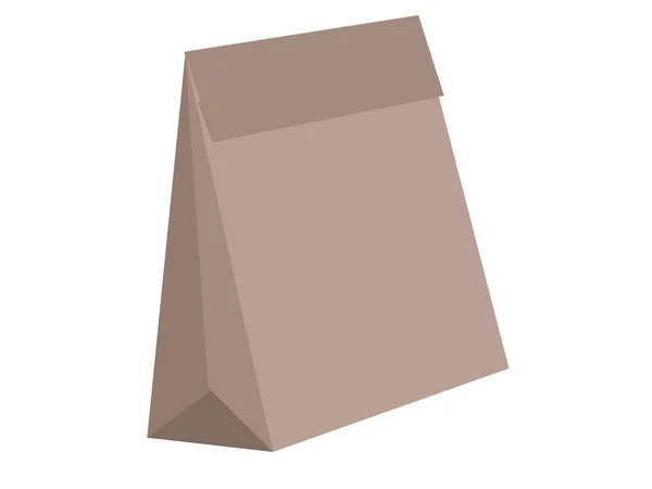 Vector Isolate Brown Paper Bag Flat Design Side Perspective — Stock Vector