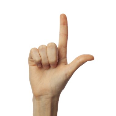 Beyaz arka planda Amerikan işaret dilinde 