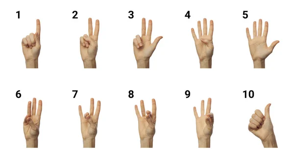 Woman Spelling Numbers White Background Sign Language Concept — Stock Photo, Image