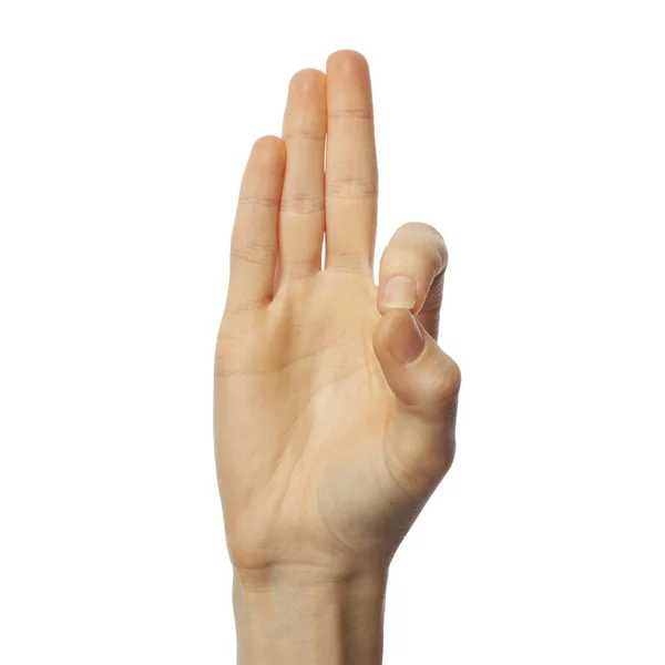 Finger Spelling Letter American Sign Language White Background Inglés Concepto — Foto de Stock
