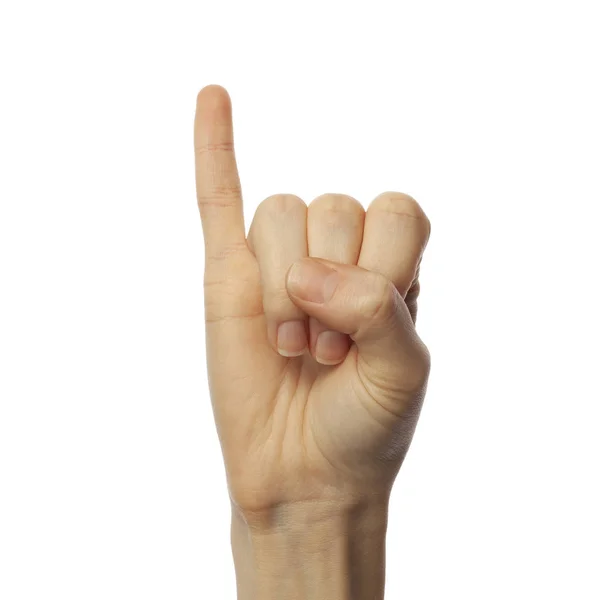 Finger Spelling Letter American Sign Language White Background Concepto Asl — Foto de Stock
