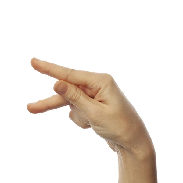 Finger Spelling Letter American Sign Language White Background Asl Concept — Stock Photo, Image